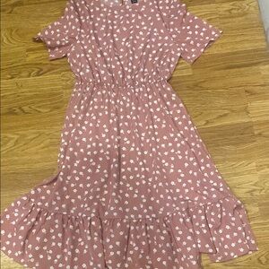 SHEIN Pink Ruffled Tiered Sundress